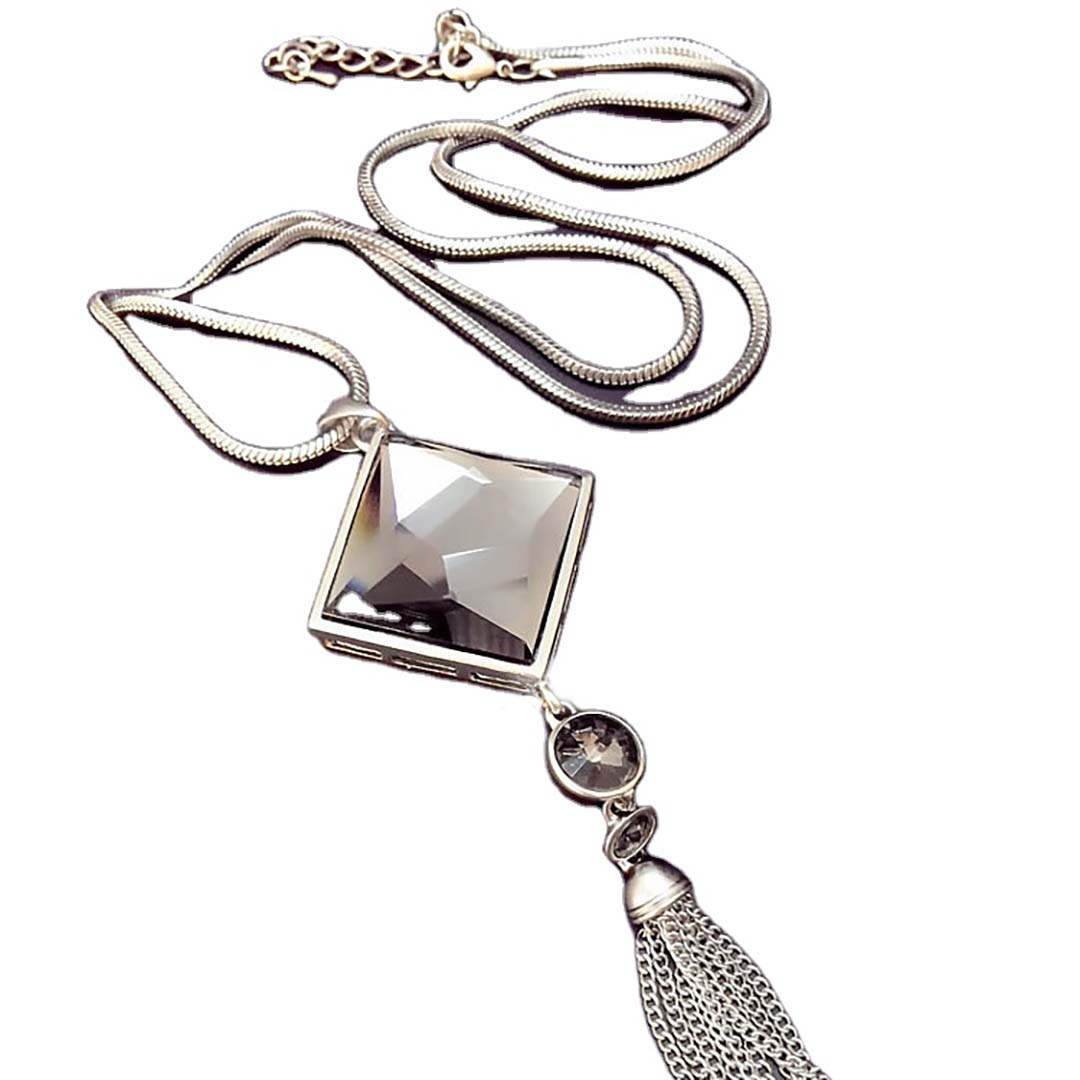 The Long 'Black Crystal' Tassel Necklace