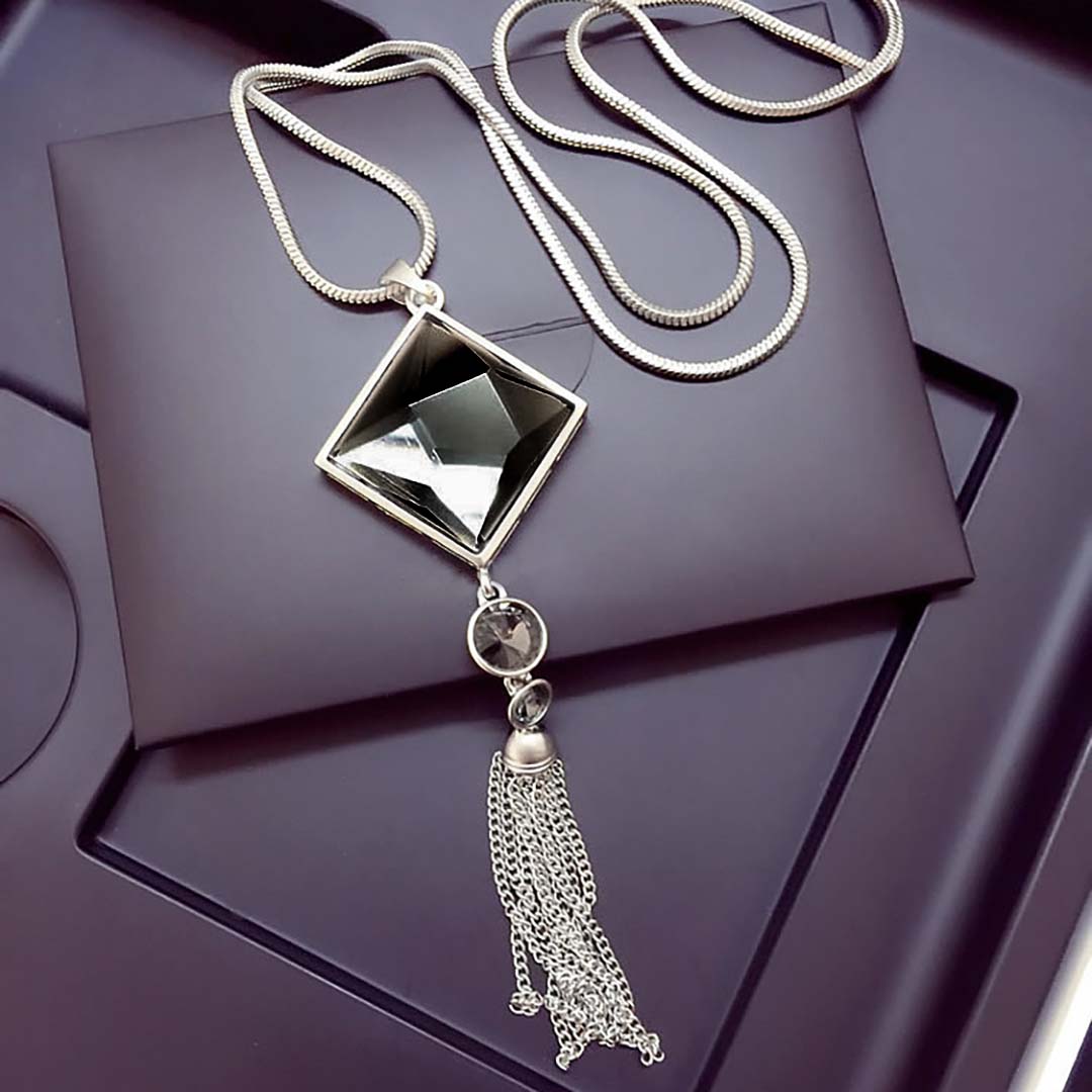 The Long 'Black Crystal' Tassel Necklace