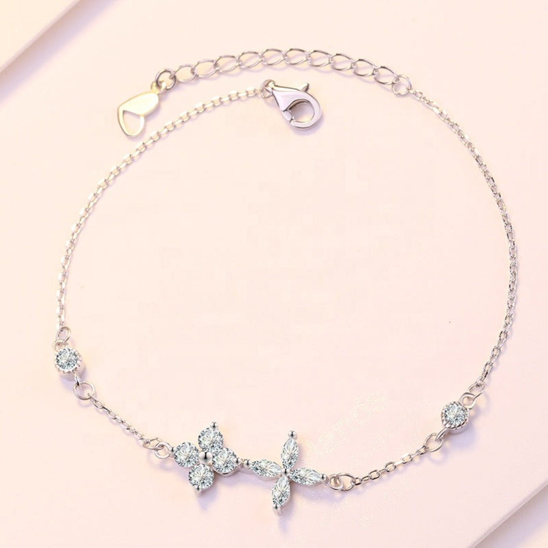 Sterling Silver 'Crystal Flower' Bracelet