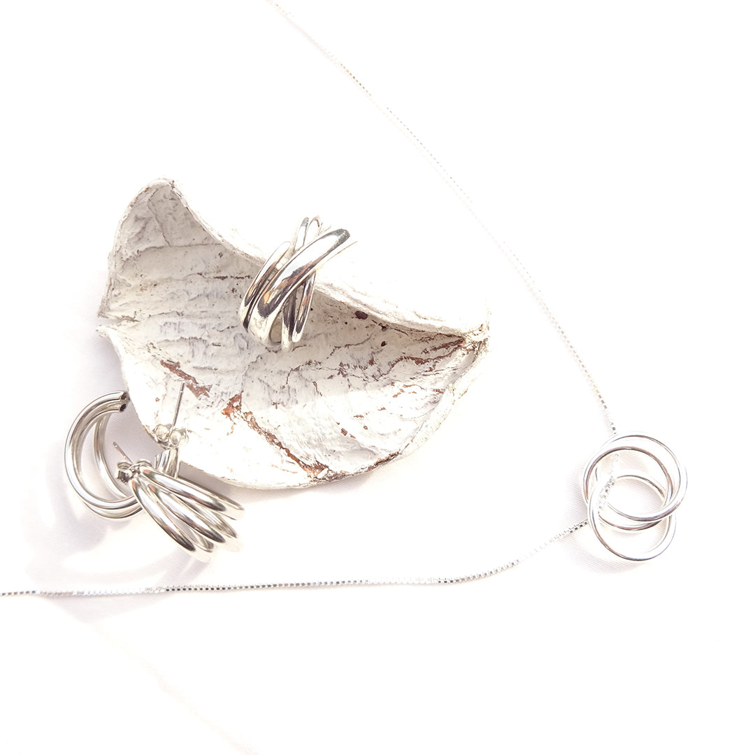 sterling silver ring, earrings and necklace set