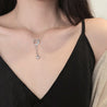 Sterling Silver Crystal Crescent Necklace