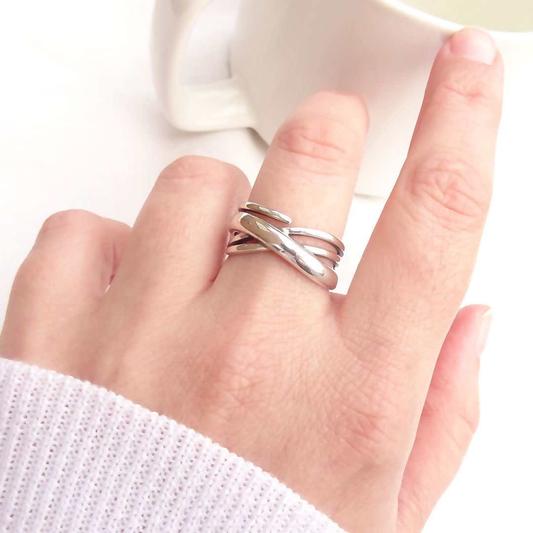 sterling silver unique layered ring