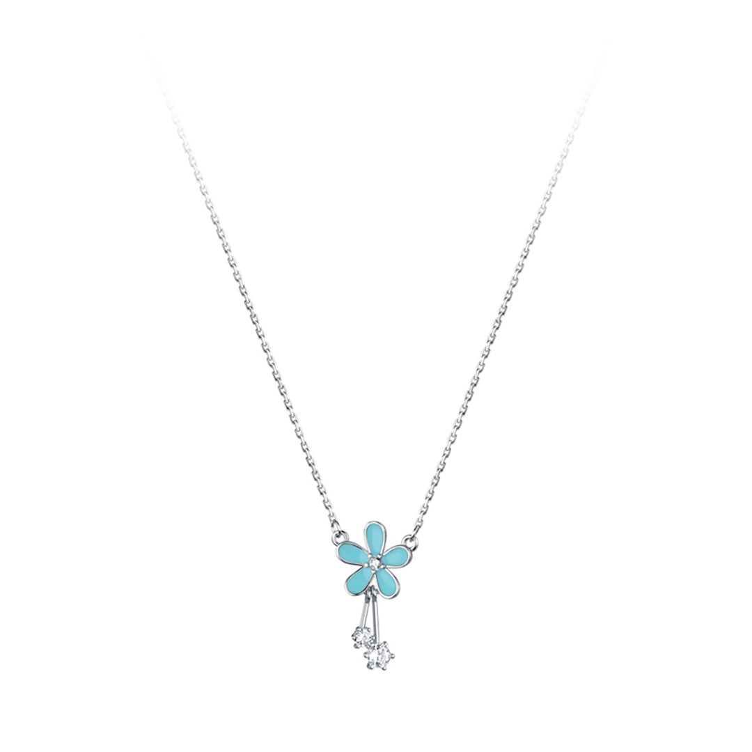 Sterling Silver 'Blue Daisy' Pendant Necklace