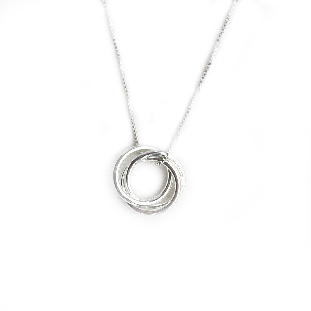 sterling silver 3 hoops pendant necklace