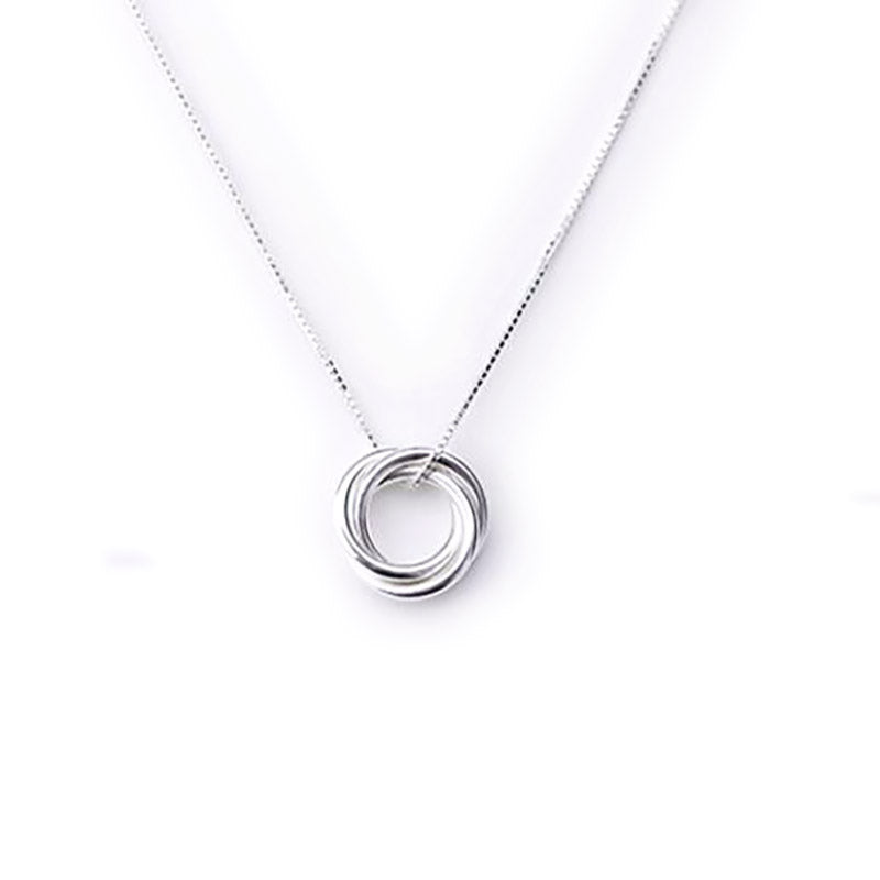 sterling silver  3 hoops pendant necklace