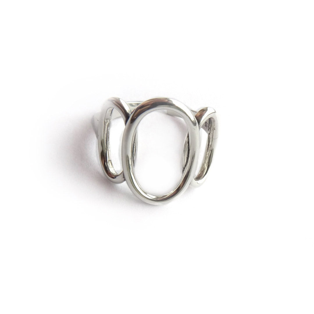 Sterling Silver Unique Oval Hoop Ring